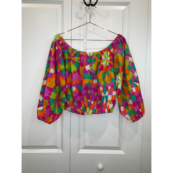 Flying Tomato Women's Crop Top Bright Color block Pattern size Medium - Picture 1 of 4
